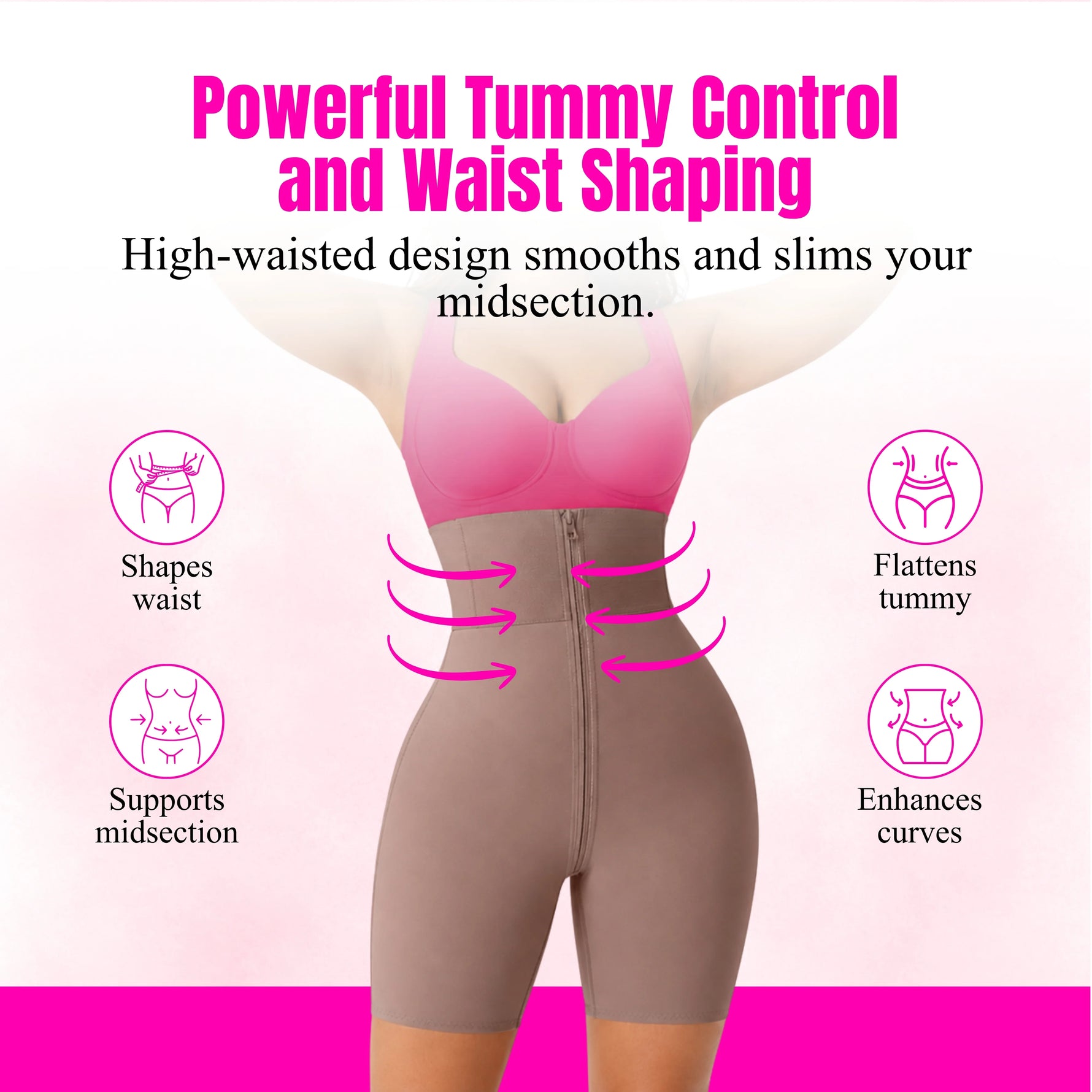 High-Waist Tummy Control Shapewear Shorts | Seamless Zip Up Body Shaper