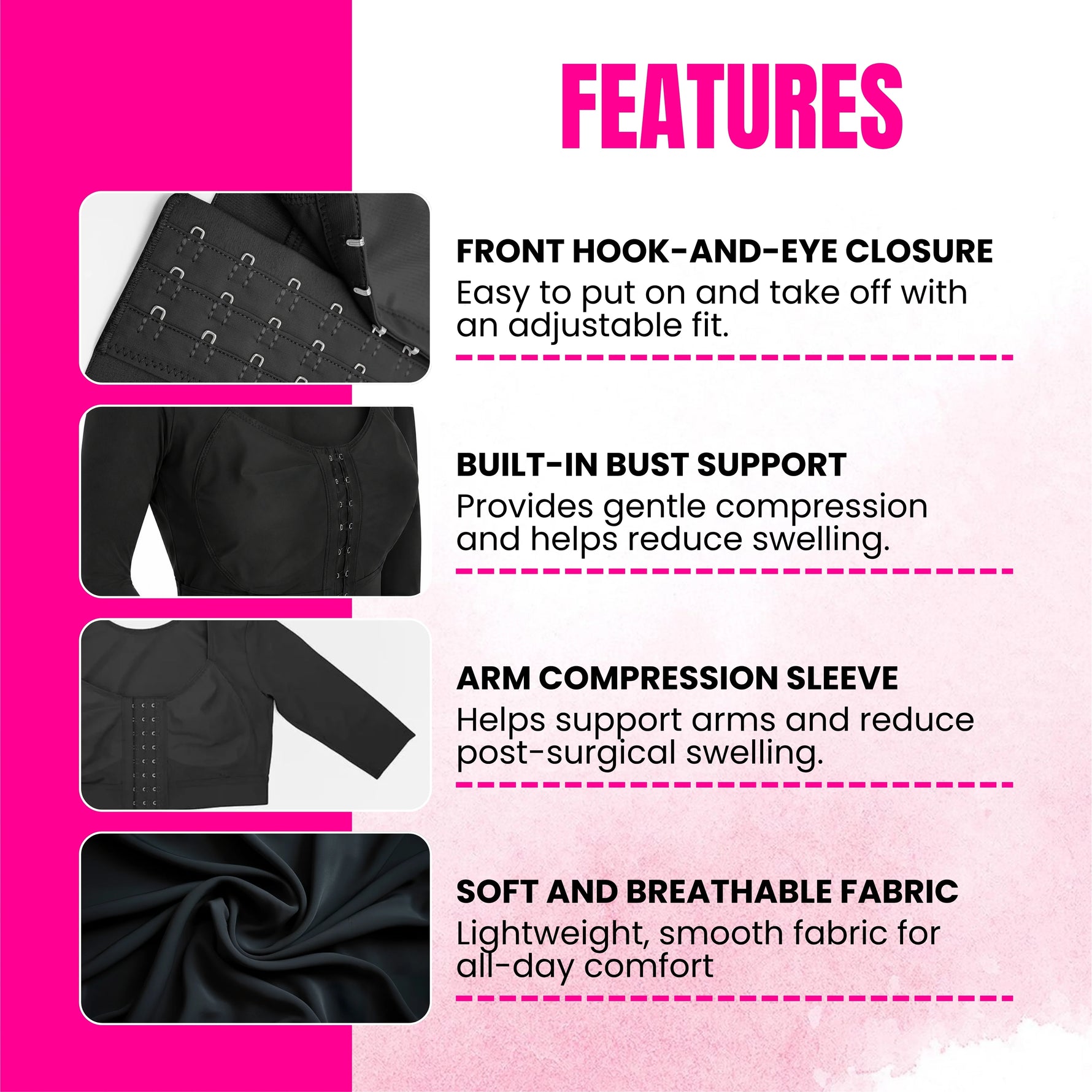 Women's Post-Surgery Arm Compression Sleeve | Front Closure