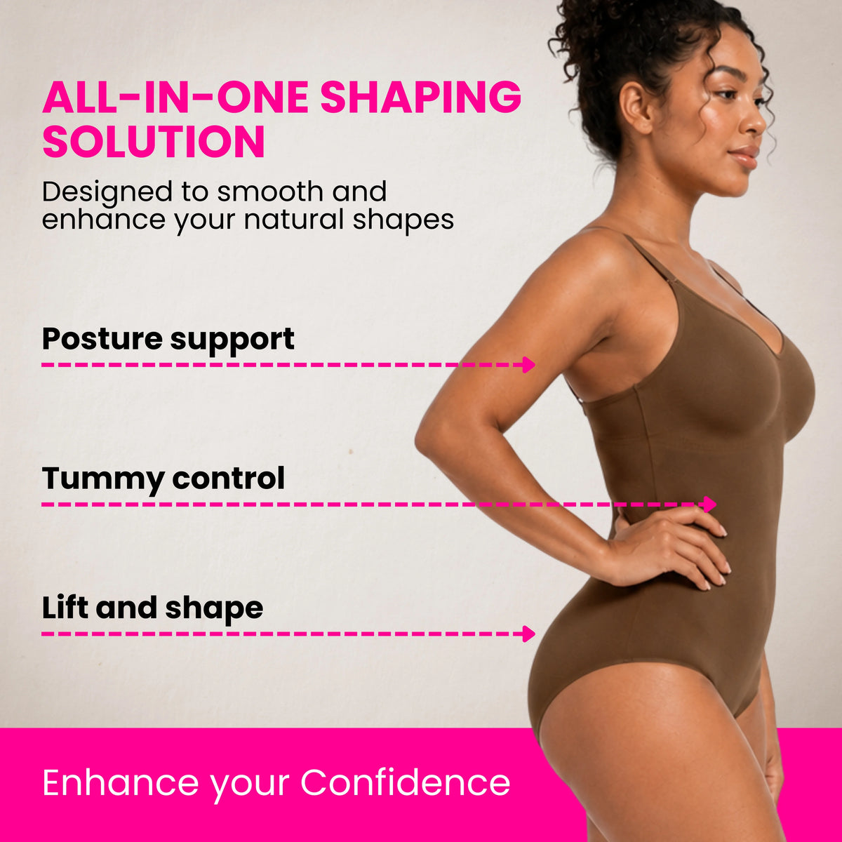 Women's Seamless V-Neck Bodysuit Shapewear | Tummy Control Sleeveless