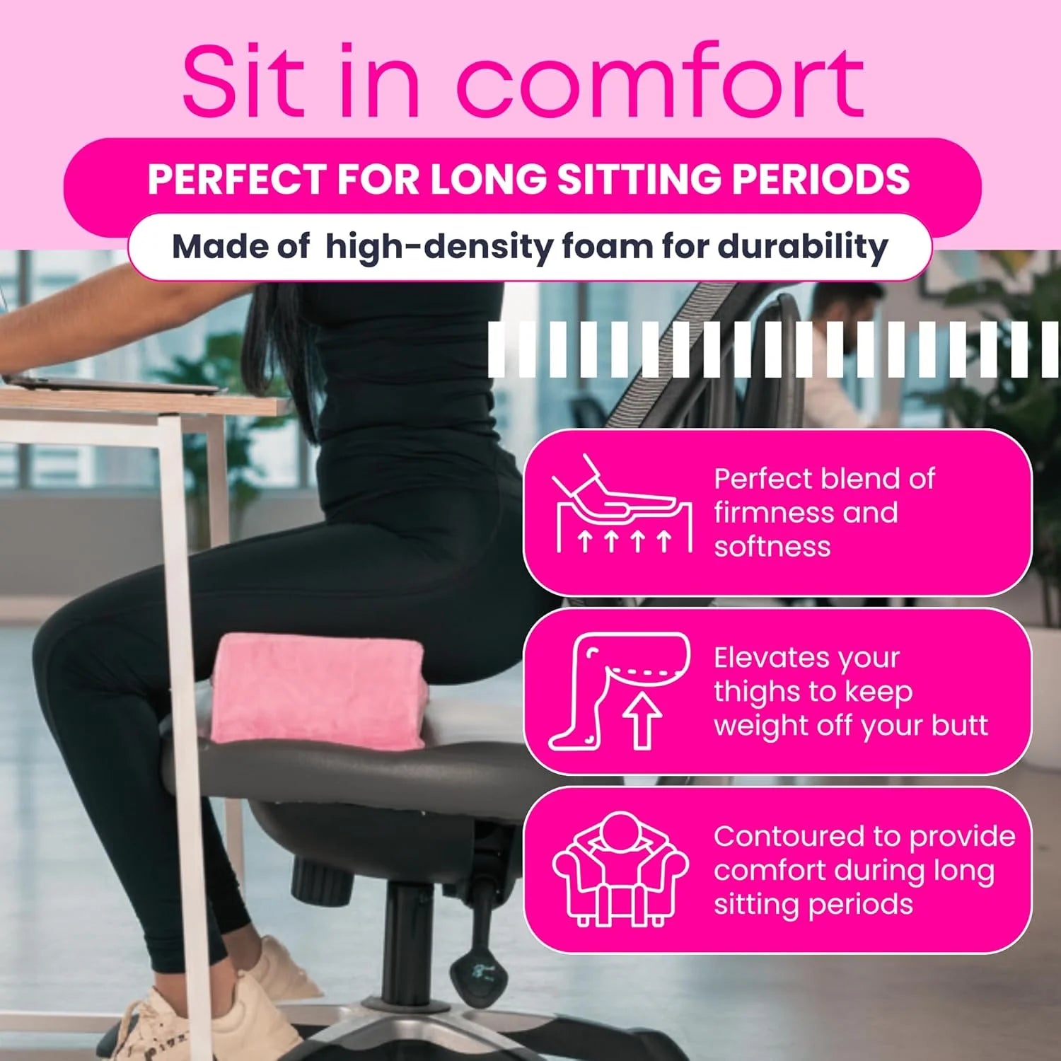 Pink BBL Pillow with Travel Bag – Portable Brazilian Butt Lift Post-Surgery Recovery Cushion for Travel 