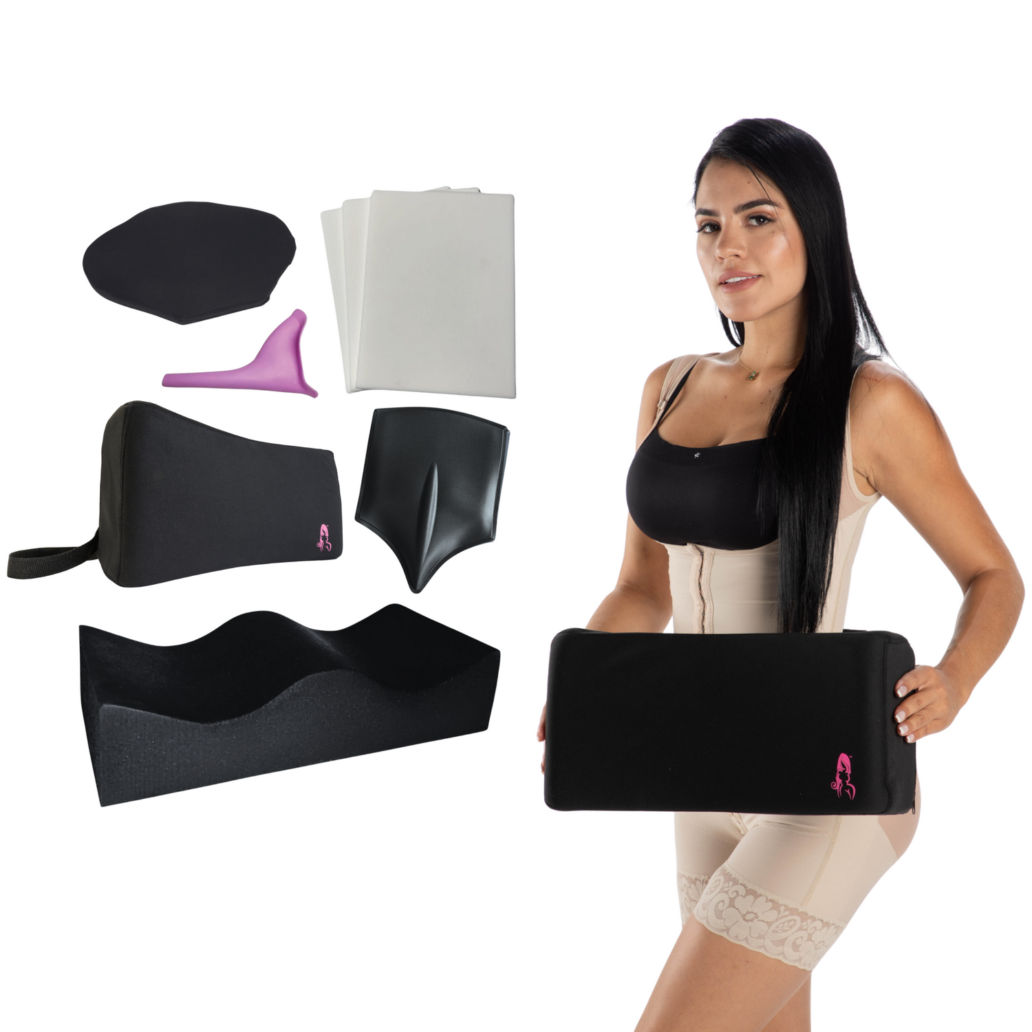 BBL Post-Op Essentials Kit: Pillow, Lumbar Backboard & Lipo Boards - Bombshell Booty Pillow
