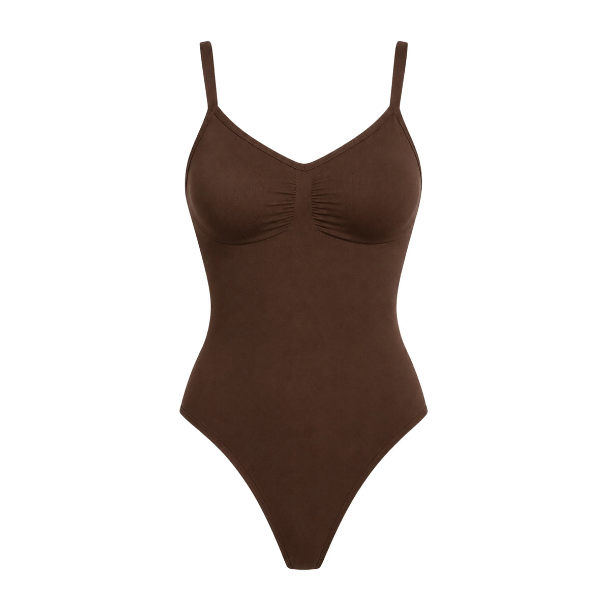 Women's seamless shapewear bodysuit with posture support, tummy control, and lift — front view
