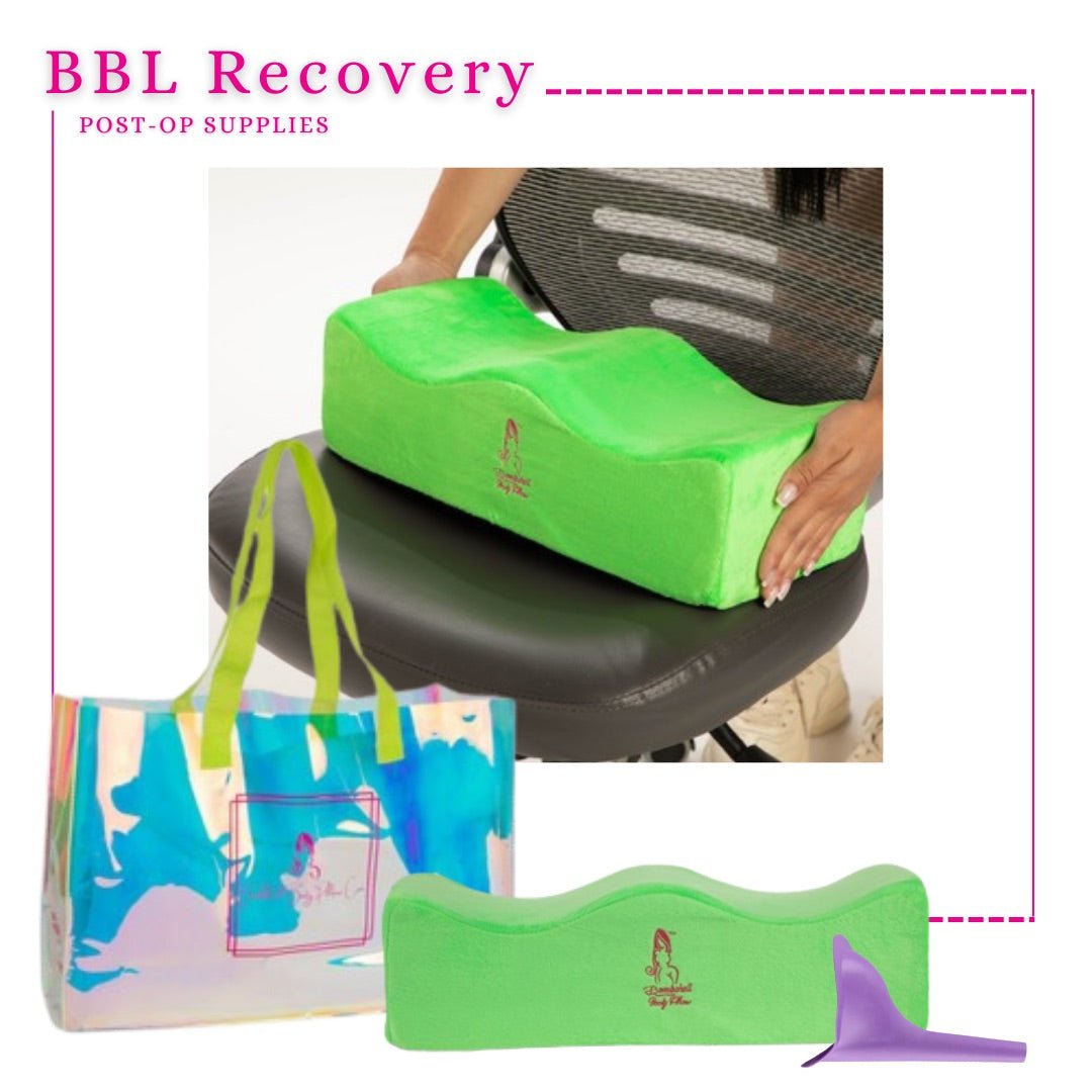 Neon green BBL pillow with tote bag and urinal - Bombshell Booty Pillow