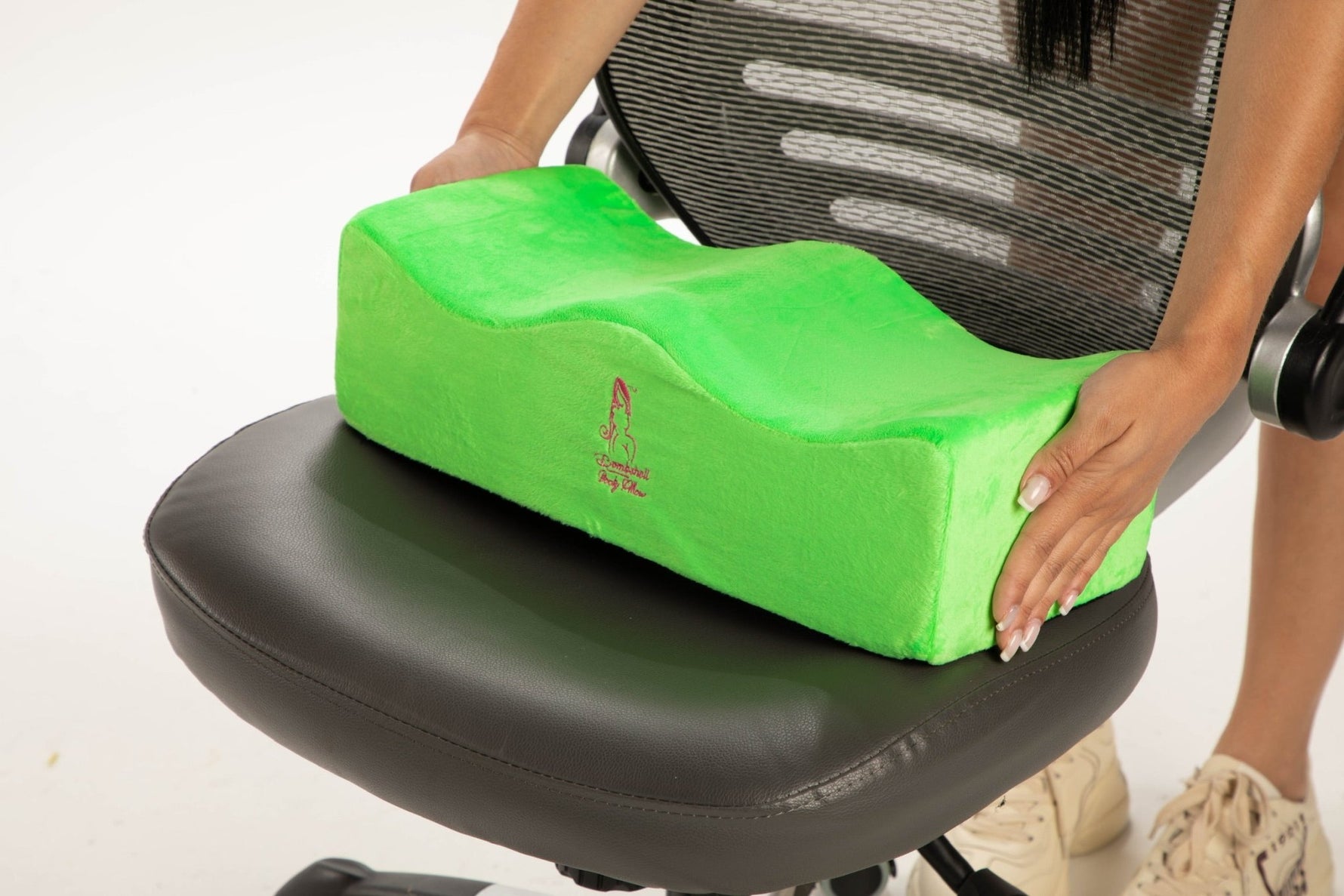 Neon green BBL pillow with tote bag and urinal - Bombshell Booty Pillow